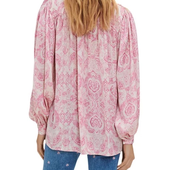 Maje Pink and White Long Sleeve Button Down Shirt - Picture 2 of 5